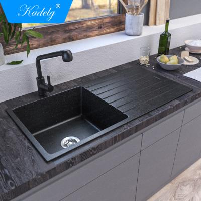 China Without Newest Faucet 2022 Granite Kitchen Sink Black Gray White Undermount Or Top Mount Kitchen Sink for sale