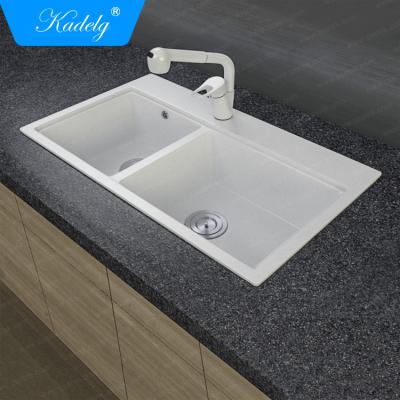 China Without Faucet New Design Quartz Undermount Double Outdoor Kitchen Sink for sale