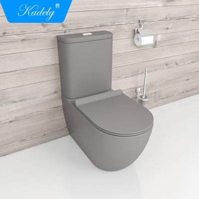 China Double-flow Watermark Certificate Ceramic Bathroom Matte Gray Wc Toilet Bowl for sale