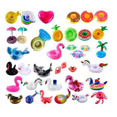 China Custom Sustainable Flamingo Fruit PVC Inflatable Coaster Bathing Inflatable Spa Cup Holder for sale