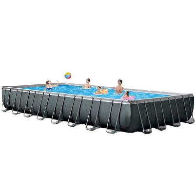 China INTEX Family Pool Above Ground Swimming Pools For Adult Rectangular Large Pool Metal Frame Ground for sale