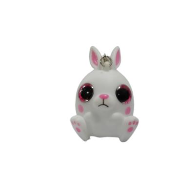 China Toy Customized White Color PVC Inflatable Glitter Cute Rabbit Eye Key Chain for sale