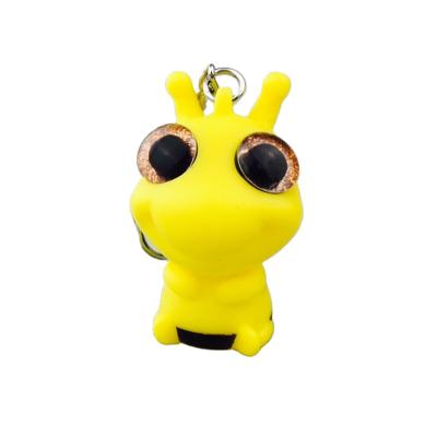 China Cartoon Toy Squeeze Eyes Snap Button Bees 3d Cute Popeyed Animal Plastic Key Chain for sale