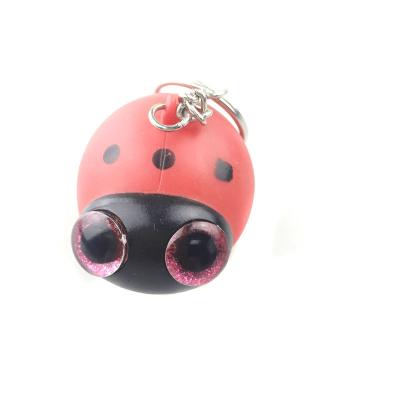 China Promotion Gift Cartoon Glitter Eyes Snap Ladybug Keychains, Eyes Jumping Soft PVC Ladybug Keychains for sale