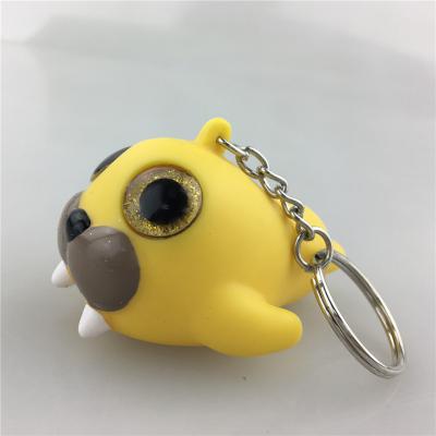 China Promotional Gift Sparkle Eyes Squeeze Soft Plastic Seal PVC Keyring Eyes Snap Morse Keychains for sale