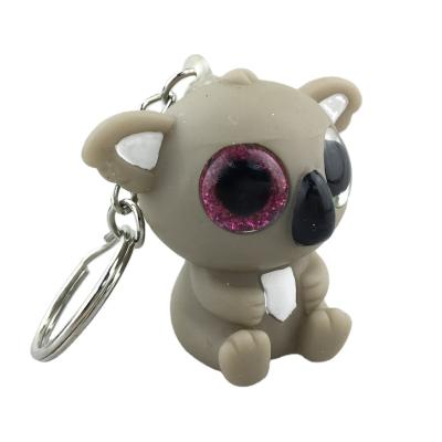 China Custom Koala Promotion Gift 3d Glitter Key Chain Cute Eyes Popping Out Plastic Keychain for sale