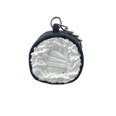 China Custom Promotion Food Mud Soft PVC Keychains , Sushi 3d Mud Snap Plastic Keychains for sale