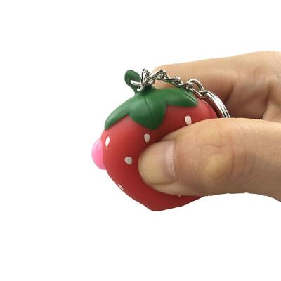 China Cheap Promotion Halloween Item Strawberry Poop Toy Vinyl Hot Selling TPR Key Chain for sale