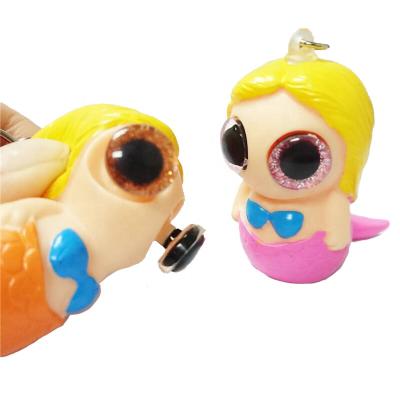 China Toy Beautiful Mermaid Plastic Cartoon Eye Snap Custom Anime PVC Key Chain for sale