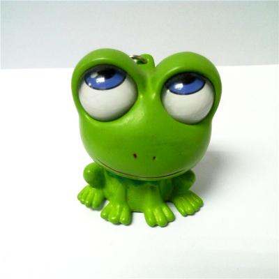 China Custom promotional items rolling 3d eye frog keychains, promotional rotating rubber eyes frog keychains for sale