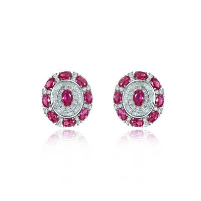 China Custom Logo And Ruby Earrings Oval Shaped 4*6 925 Diamond High Carbon New Design CLASSIC Earrings For Women 2021 for sale