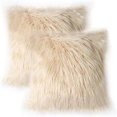 China Custom Guaranteed Anti-bacteria Quality Promotion Price Plush Plaid Faux Fur Cushion Fur Fluffy Pillow for sale