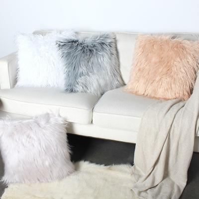 China Decorative Luxury Anti-bacteria Sofa Furry High Pile Plush Custom Bed Faux Fur Pillow Cushion Cover Shape for sale