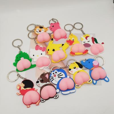 China 2021 New Funny Animal Pink Silicone Butt Keychains Rubber Animal Keychains Gifts for sale