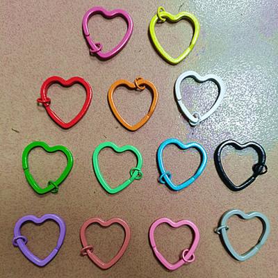 China DIY Metal Spray Paint Ring Keychain Metal Charm Key Heart Shaped Ring Open Ring Keychain Accessory for sale