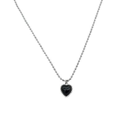 China Other Black Retro Love Pendant Necklace Fashion Personality Trend Simple Clavicle Chain for sale