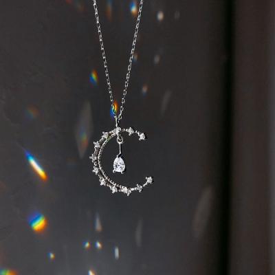 China Other Personality Women Necklace Small Moon Simple Water Drop Cool Student Necklace Gift for sale