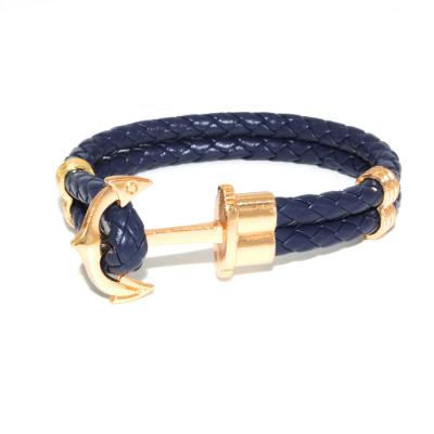 China Other Woman Men Anchor Bracelet In Navy Blue Couple Braided Braceletes for sale