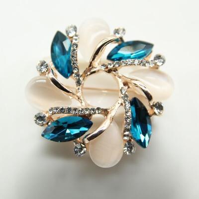 China ALLOY Women Fashion Jewelry Bauhinia Crystal Brooch Pin For Scarf Buckle Dress Accessories Opal Flowers Brooches for sale