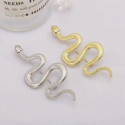 China ALLOY Design Gold Color Snake Brooches Men Women Unique Lady Luxury Metal Snake Animal Brooch Pins Casual Party Fashion Jewelry Gifts for sale