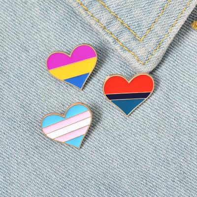 China Gay Pride Love Heart Brooches Rainbow ALLOY LGBT Enamel Pin Metal Button Badge Clothes Backpack Lapel Pins Jewelry Gifts Friends for sale