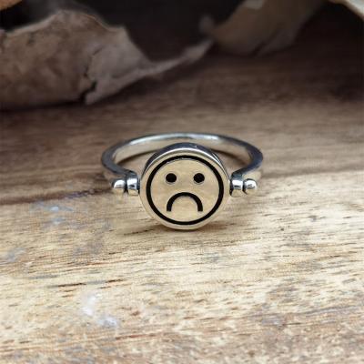 China The Other Dishonest Worry Ring Anti-Stress Fidget Ring For Trending Smiley Sad Face Rotatable Rings 2021 Couple Men Women for sale