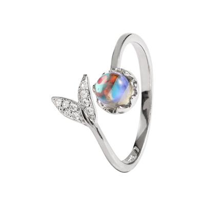 China Other Elegant Mermaid Tail Moonstone Ring Fine Jewelry For Women Party Accessories for sale