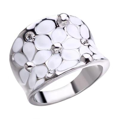 China Other Temperament Wedding Jewelry Fashion Flower Oil Drip Elegant Ring For Women for sale