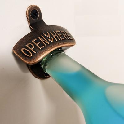 China Wall Mounted Retro Metal Kitchen Instruments Bottle Opener Vintage Alloy Hanging Beer Open Tools Four Colors Bar Accessories Available for sale