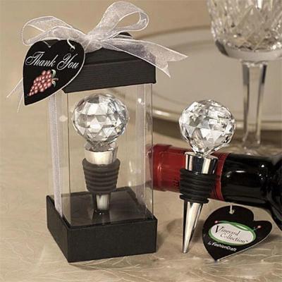 China Alloy Wine Collection Red Wine Bottle Stopper Bar Home Tools Around Crystal Glass Ball Wine Stopper for sale