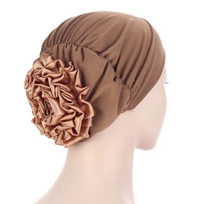 China Other Women Floral Turban Hat India Muslim Hats Chemo Flower Beanie Hairnet for sale