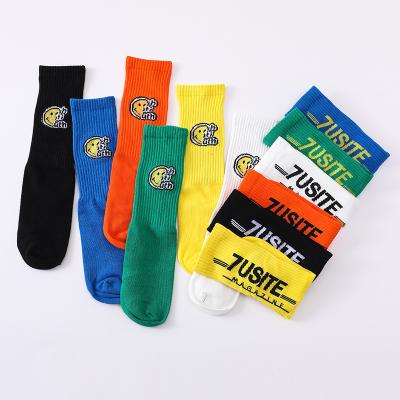 China Spring Athletic Children High Sport Knocks School Students Girls Boys Soccer Socks Skate Kids Baby Long Dance Knocks Smile Face Letters for sale