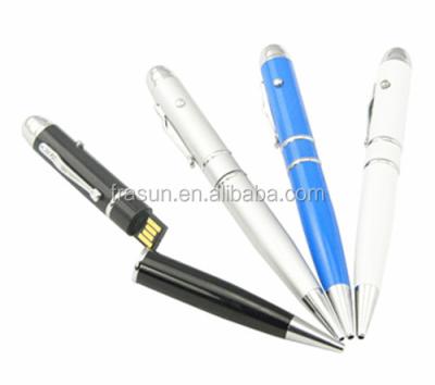 China Pen Gift Souvenir Metal USB Ballpoint Pen With Laser Pointer for sale