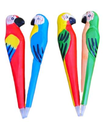 China Ballpiont pens for advertising creative wood carved animal pen, bird pen, parrot pen for sale