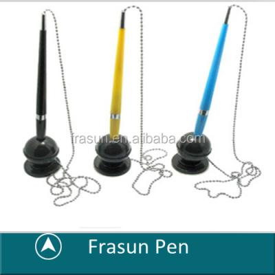 China Promotional Pen Small MOQ Office Counter Pen / Multiple Color With Chain Pen / Bank Office Pen for sale