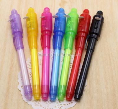 China office & School pen plastic ballpoint pen, spy pen with invisible ink and UV light for sale