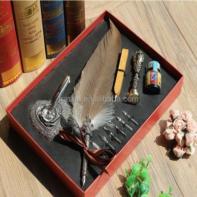 China Other Luxury Customized Metal Dip In The Water Fluffy Nib Fountain Pen Set for sale