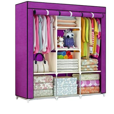 China Bold Reinforced Simple Modern Economical Thickness Wardrobe Portable Single Steel Tube Cloth Wardrobe Storage Assembly for sale