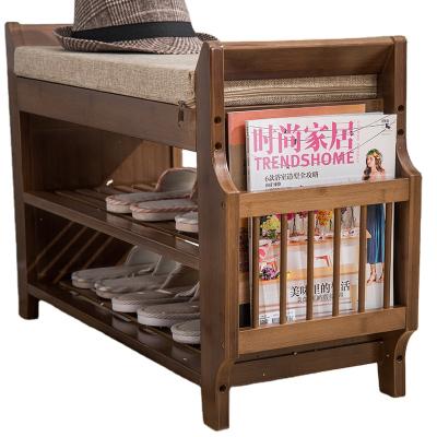 China Modern can sit on the shoe-change stool and store creative fabric clothes and hat rack at the door. Shoe Bamboo Multilayer Bamboo for sale