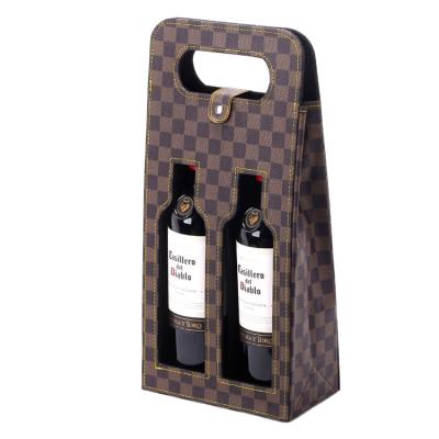 China Universal PU Leather Red Wine Gift Box Double-Pack Wine Running Gift Box Viable Red Wine Leather Packaging Bag for sale