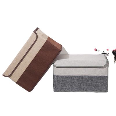 China Viable Thick Collapsible Overall Box Storage Box High Quality Cotton and Canvas Storage Box With Lid In Stock Factory Direct for sale