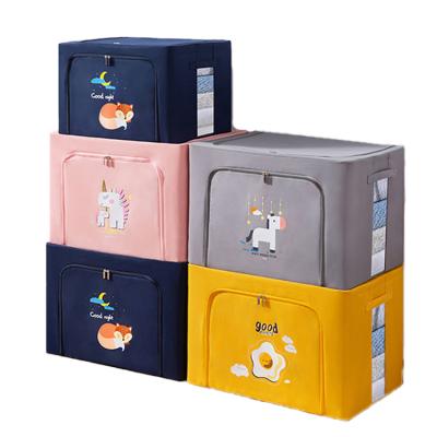 China Viable Factory Wholesale Steel Frame Oxford Cloth Clothes Stitch Foldable Storage Box Storage Bag Clothes Storage Box Large for sale