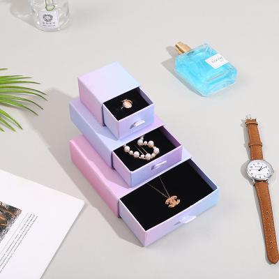 China High Quality ODM/OEM Fashion Jewelry Drawer Box Ins Wind Gradient New Ring Necklace Earrings Earrings Box Can Be Customized Gift Box for sale