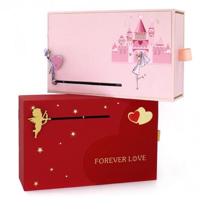 China New 2021 Valentine's Day High-grade Drawer Jewelry Box Ring Earrings Gift Box Creative Heart-shaped Pendant for sale