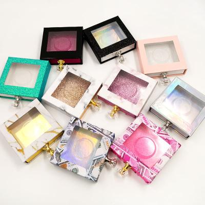 China High Quality Square Open Window Drawer Box Eyelash Box Diamond Handle Square Eyelash Box Multicolor Optional for sale