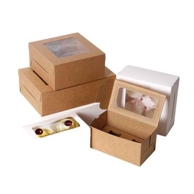 China Recycled Materials Brown Paper Color Baking White Cookies Cake Pie Box With Window Wrapping Food Decoration Packaging Gift Box for sale