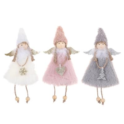 China Creative Recycled Christmas Tree Pendant New Love Materials Angel Cross Border Plush Girl Christmas Decorations for sale