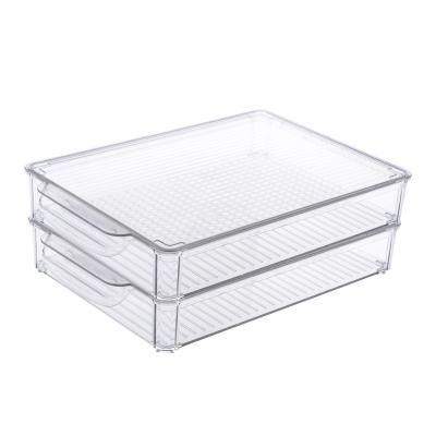 China Fresh-keeping Refrigerator Storage Box Kitchen Freezer Layout Drawer Type Dustproof Box PET Fresh-keeping Storage Box With Cover for sale