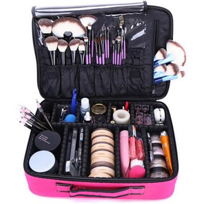 China High Quality Three Layer Double Shoulder Waterproof Travel Storage Makeup Bag Multifunctional Makeup Bag for sale