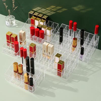 China High quality lipstick multi-compartment transparent storage box cosmetics plastic desktop storage box for sale